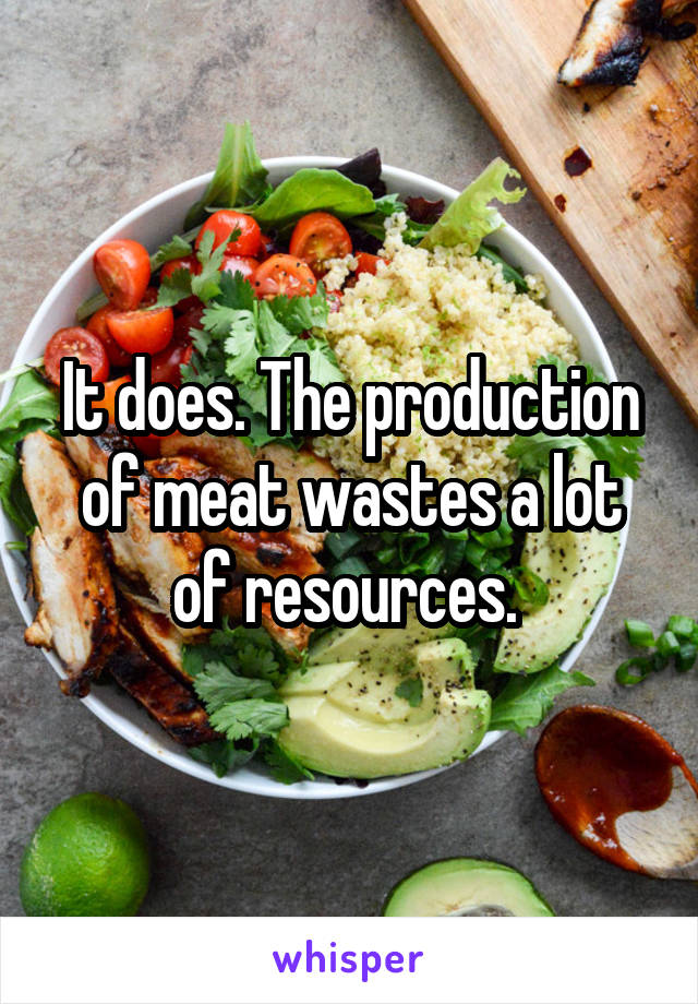 It does. The production of meat wastes a lot of resources. 