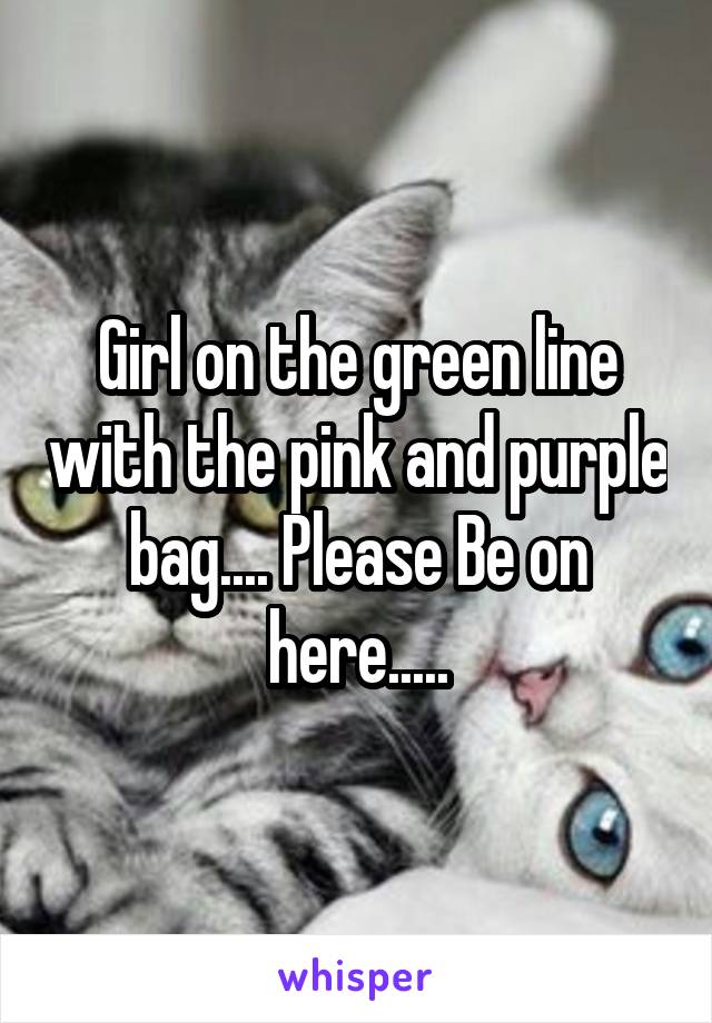 Girl on the green line with the pink and purple bag.... Please Be on here.....