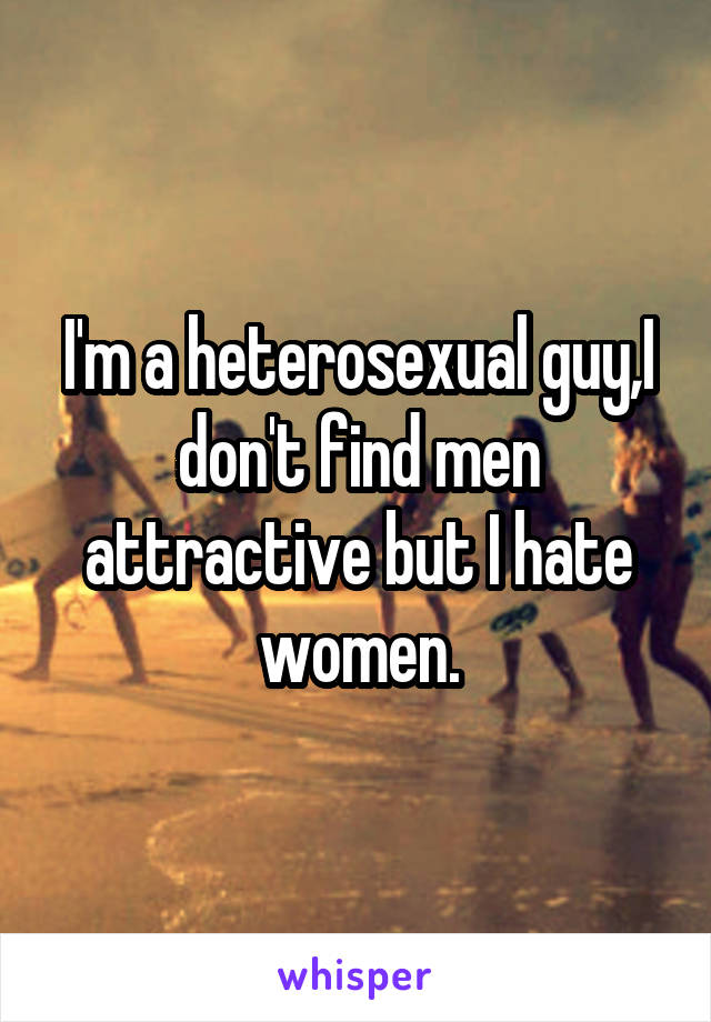 I'm a heterosexual guy,I don't find men attractive but I hate women.