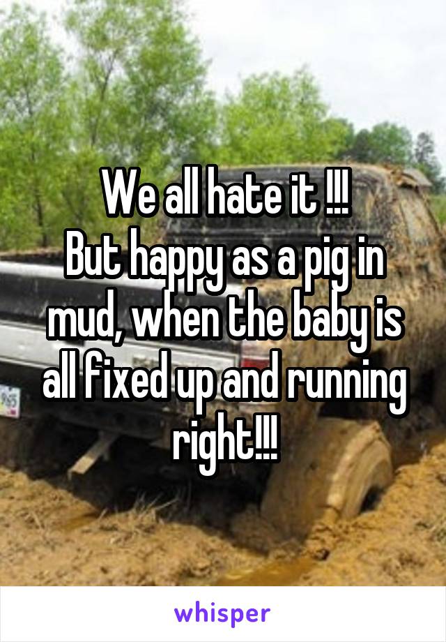 We all hate it !!!
But happy as a pig in mud, when the baby is all fixed up and running right!!!