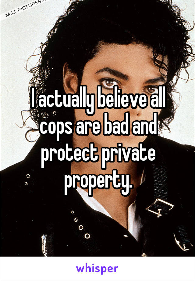 I actually believe all cops are bad and protect private property.