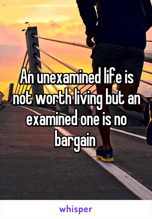 An unexamined life is not worth living but an examined one is no bargain 