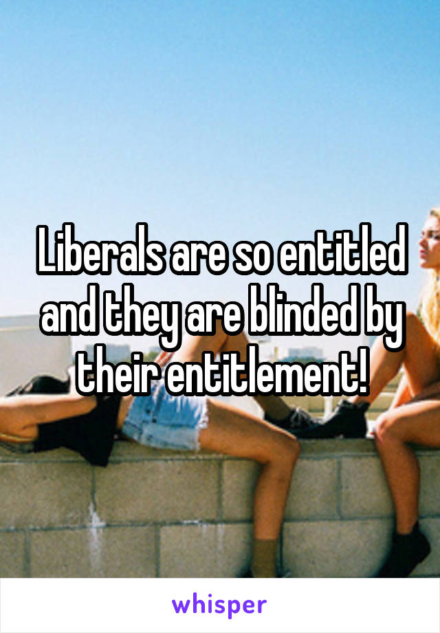 Liberals are so entitled and they are blinded by their entitlement!