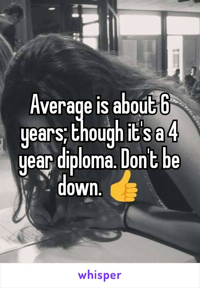 Average is about 6 years; though it's a 4 year diploma. Don't be down. 👍