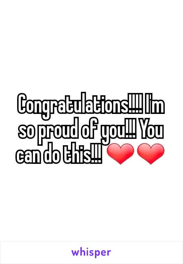 Congratulations!!!! I'm so proud of you!!! You can do this!!! ❤❤