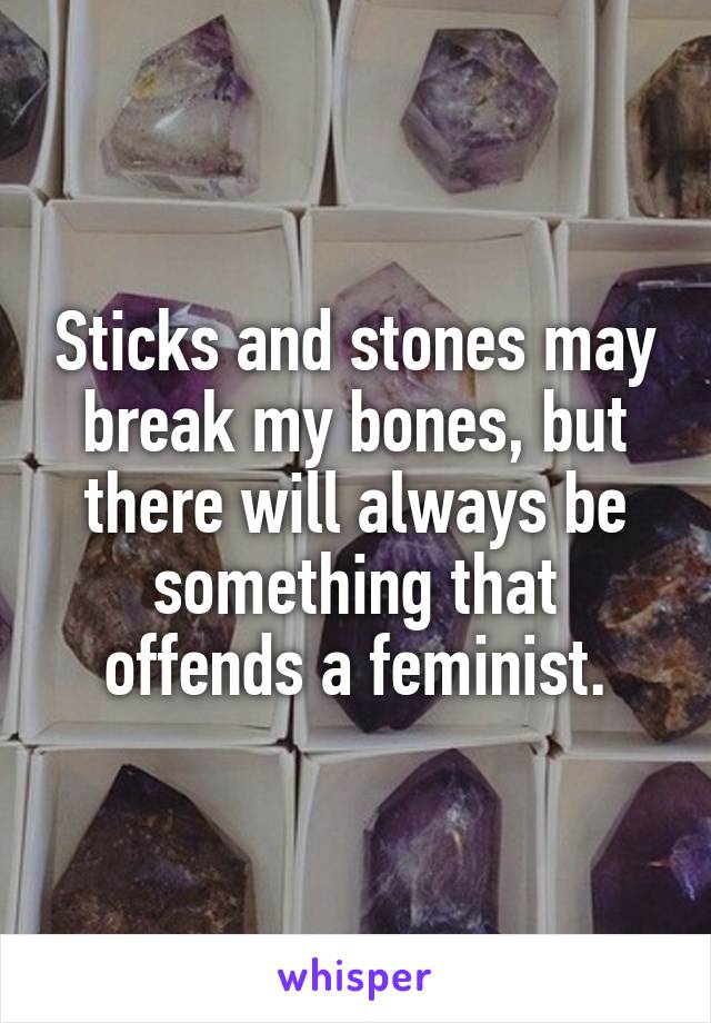 Sticks and stones may break my bones, but there will always be something that offends a feminist.