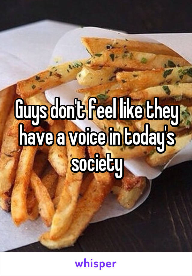 Guys don't feel like they have a voice in today's society