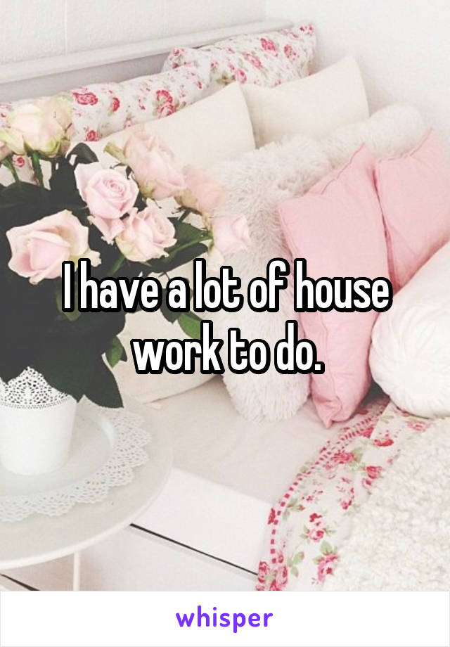 I have a lot of house work to do.