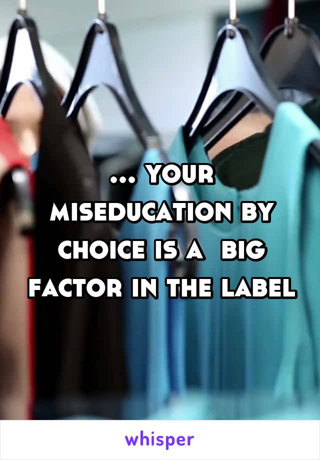 ... your miseducation by choice is a  big factor in the label