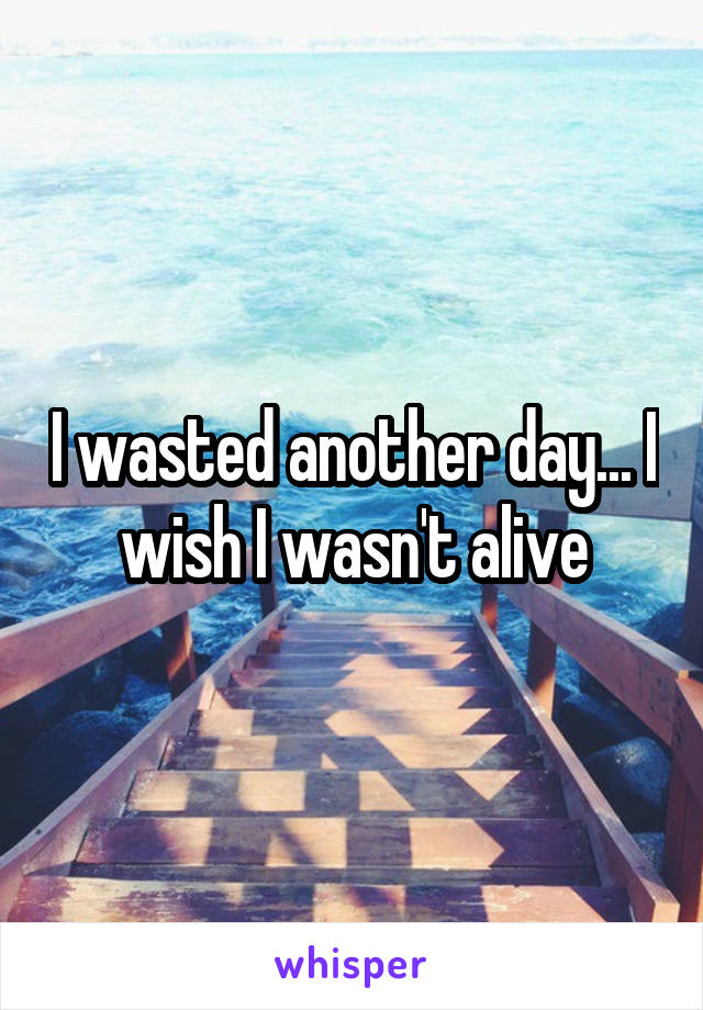 I wasted another day... I wish I wasn't alive