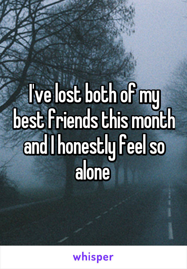 I've lost both of my best friends this month and I honestly feel so alone 