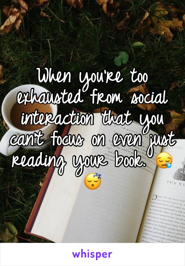 When you're too exhausted from social interaction that you can't focus on even just reading your book. 😪😴