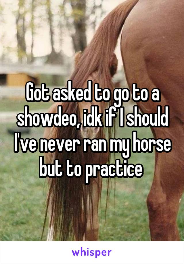 Got asked to go to a showdeo, idk if I should I've never ran my horse but to practice 