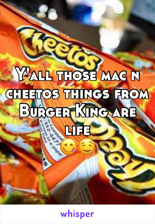 Y'all those mac n cheetos things from Burger King are life 
😋🤤