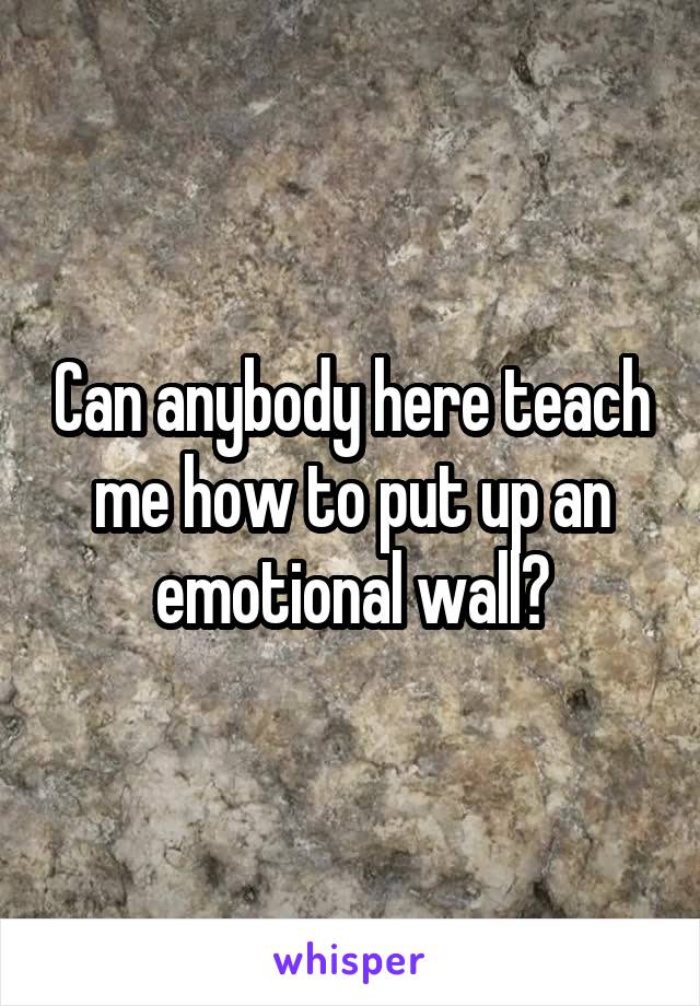 Can anybody here teach me how to put up an emotional wall?