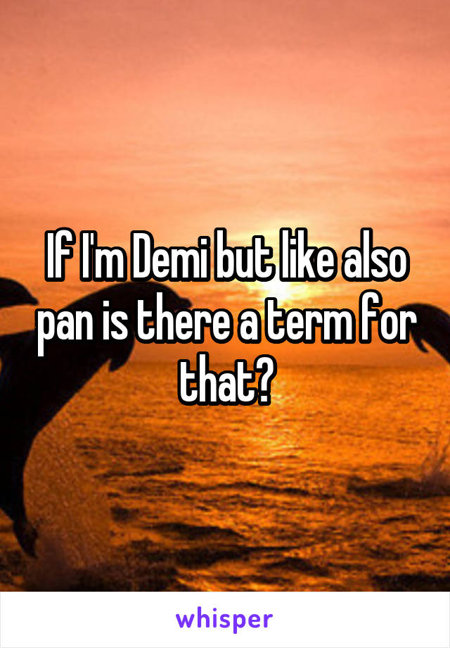 If I'm Demi but like also pan is there a term for that?