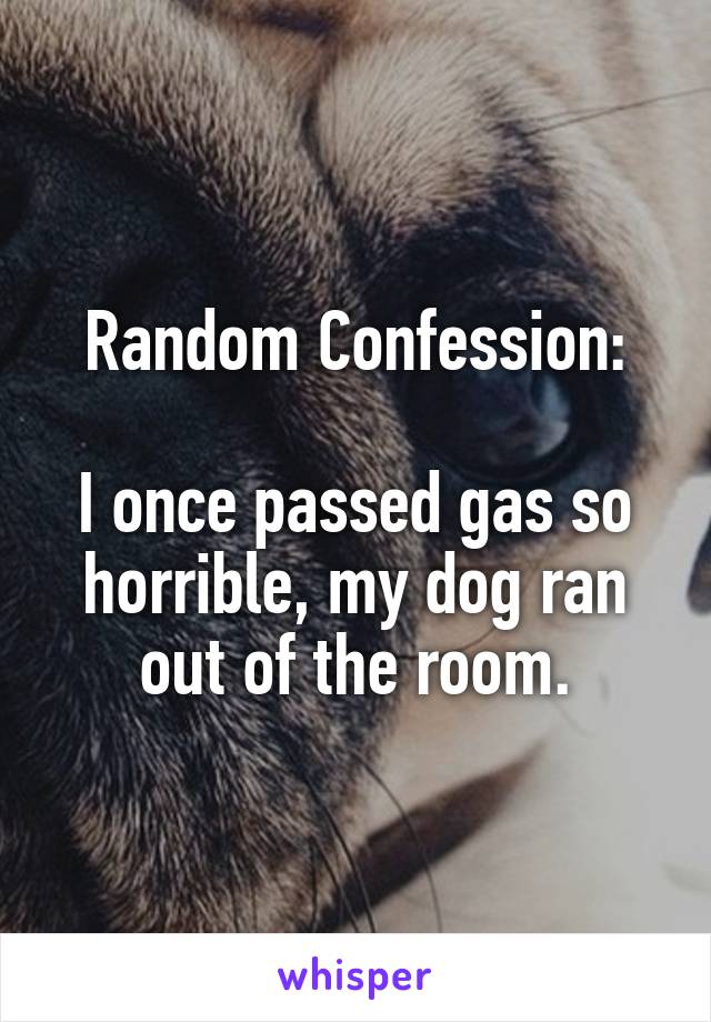 Random Confession:

I once passed gas so horrible, my dog ran out of the room.