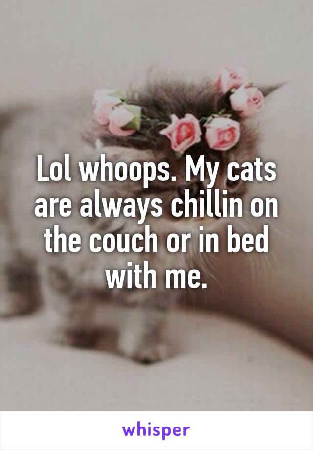 Lol whoops. My cats are always chillin on the couch or in bed with me.