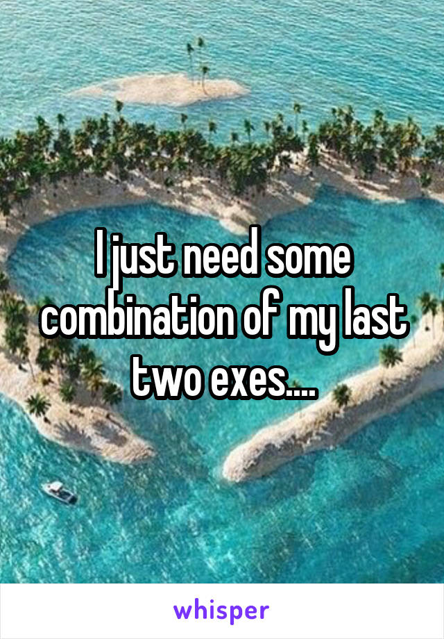 I just need some combination of my last two exes....