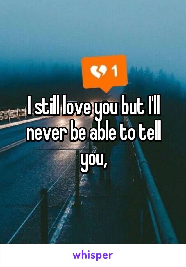 I still love you but I'll never be able to tell you,