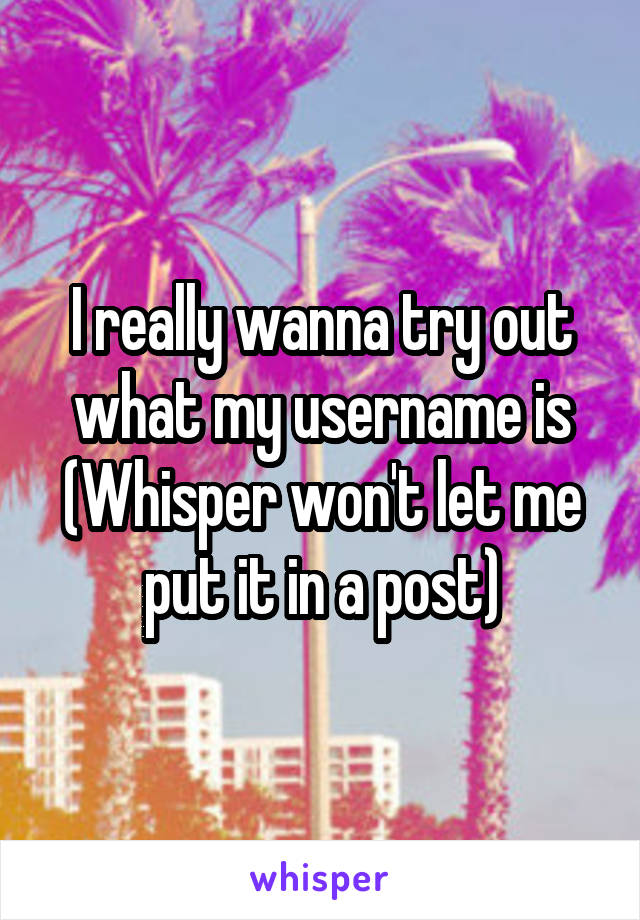 I really wanna try out what my username is
(Whisper won't let me put it in a post)