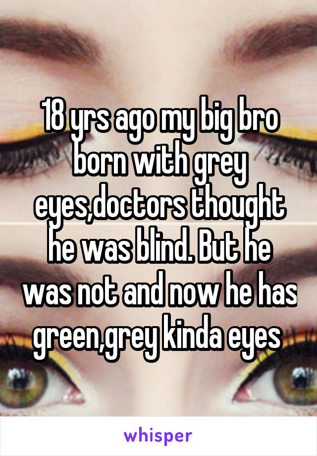 18 yrs ago my big bro born with grey eyes,doctors thought he was blind. But he was not and now he has green,grey kinda eyes 