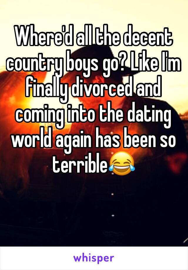 Where'd all the decent country boys go? Like I'm finally divorced and coming into the dating world again has been so terrible😂