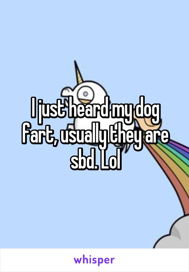 I just heard my dog fart, usually they are sbd. Lol