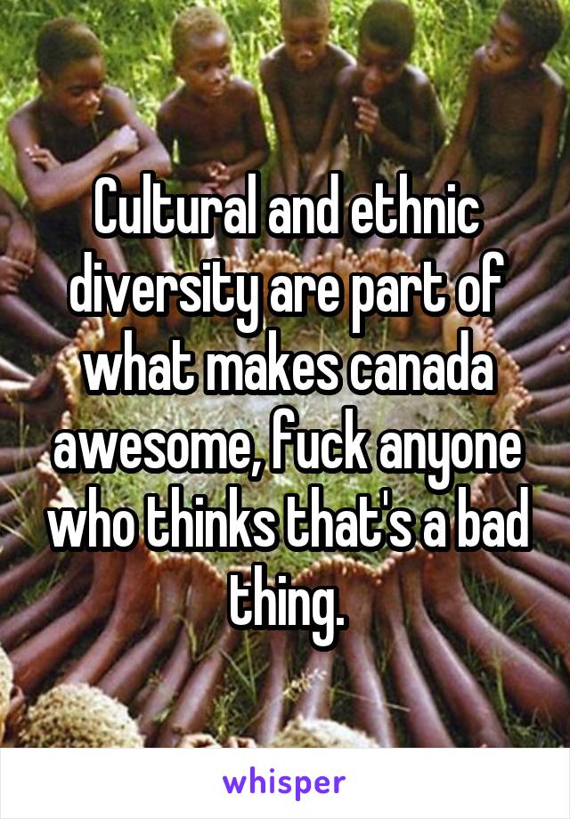 Cultural and ethnic diversity are part of what makes canada awesome, fuck anyone who thinks that's a bad thing.