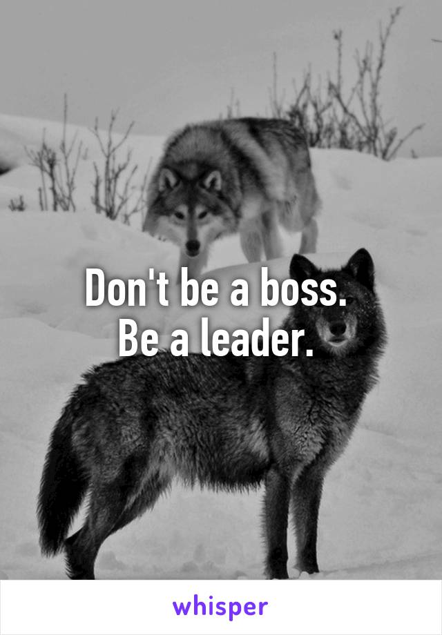 Don't be a boss. 
Be a leader. 