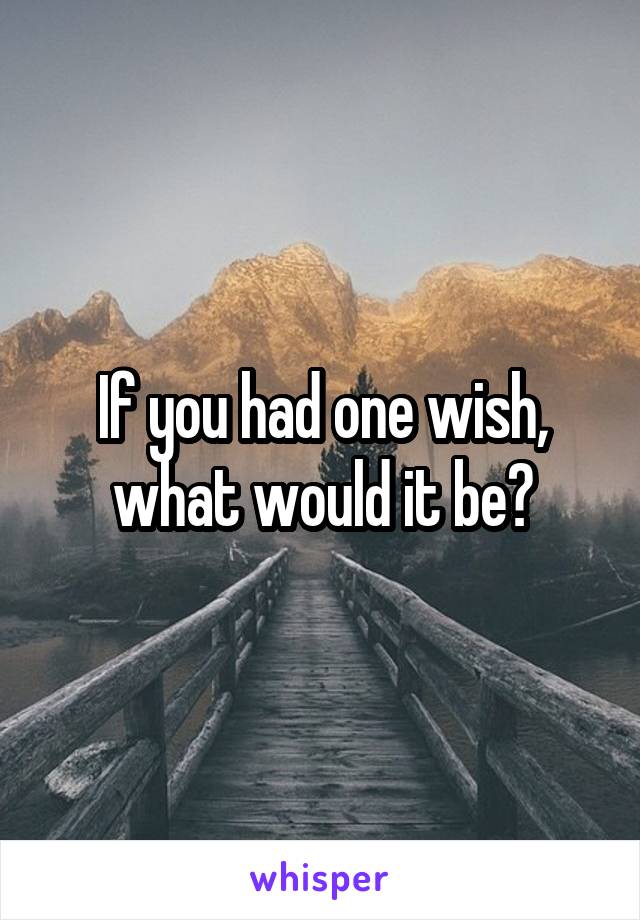 If you had one wish, what would it be?