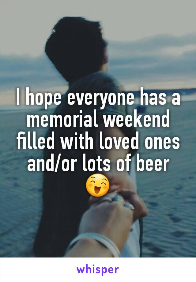 I hope everyone has a memorial weekend filled with loved ones and/or lots of beer 😄