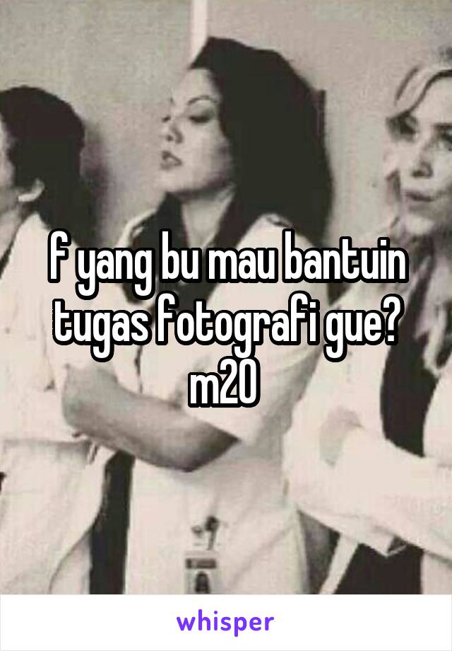 f yang bu mau bantuin tugas fotografi gue?
m20 