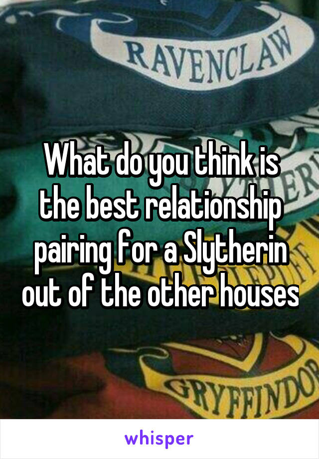 What do you think is the best relationship pairing for a Slytherin out of the other houses