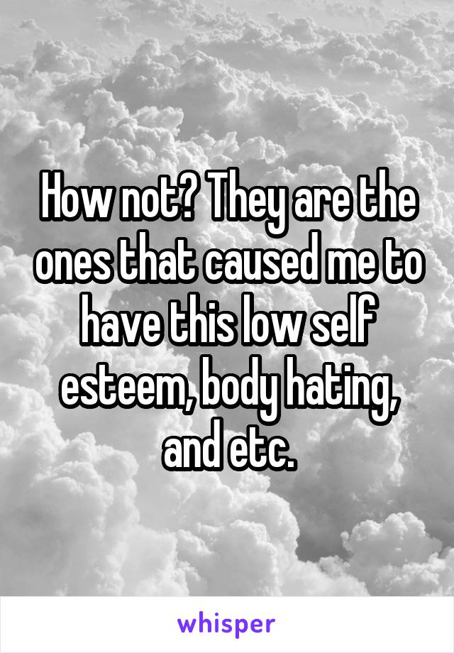 How not? They are the ones that caused me to have this low self esteem, body hating, and etc.