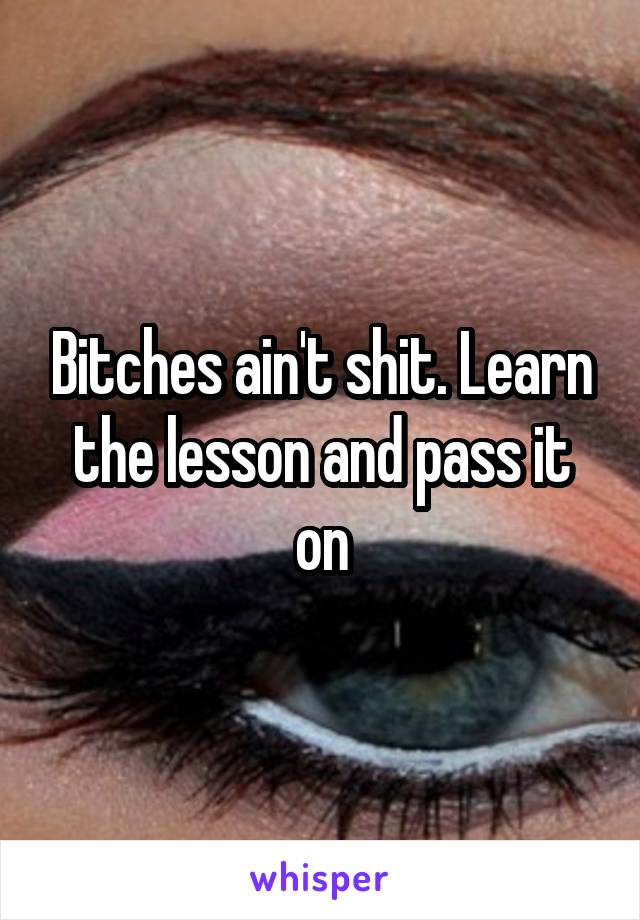 Bitches ain't shit. Learn the lesson and pass it on