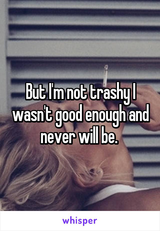 But I'm not trashy I wasn't good enough and never will be. 