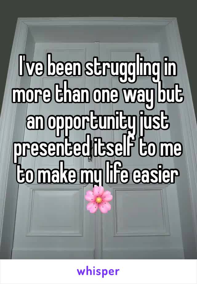 I've been struggling in more than one way but an opportunity just presented itself to me to make my life easier 🌸
