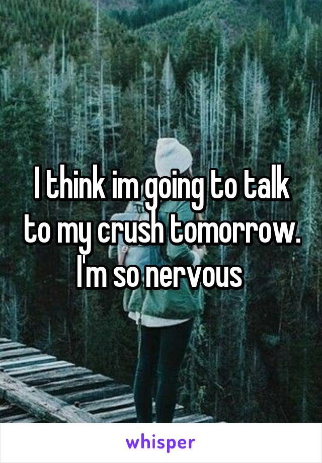 I think im going to talk to my crush tomorrow. I'm so nervous 