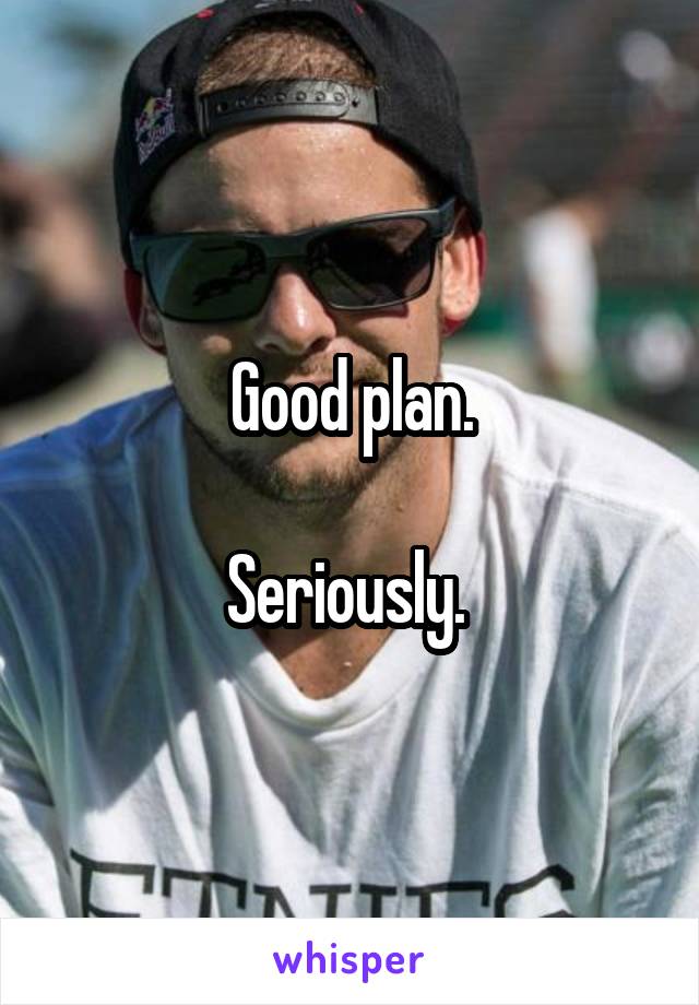 Good plan.

Seriously. 
