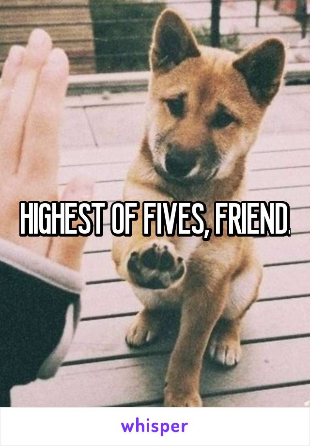 HIGHEST OF FIVES, FRIEND.