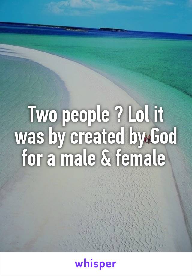 Two people ? Lol it was by created by God for a male & female 