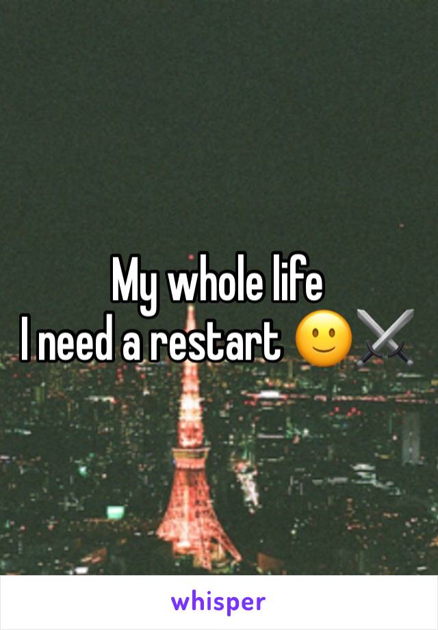 My whole life
I need a restart 🙂⚔️