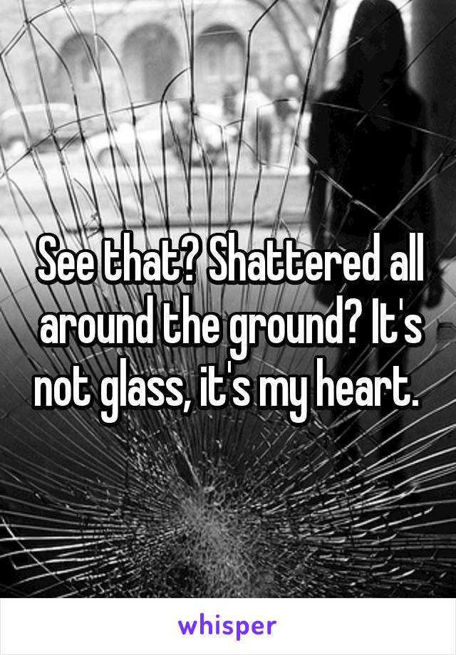 See that? Shattered all around the ground? It's not glass, it's my heart. 