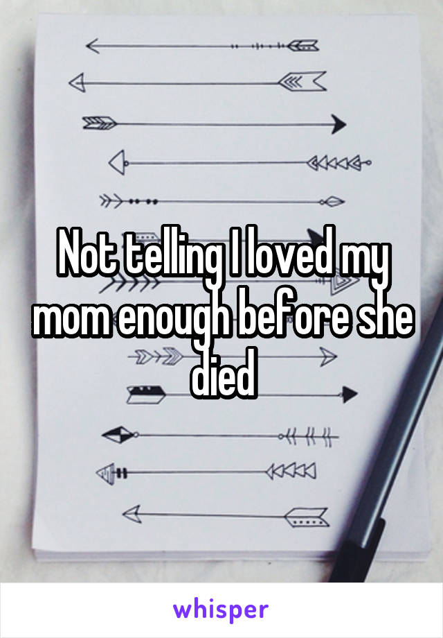 Not telling I loved my mom enough before she died