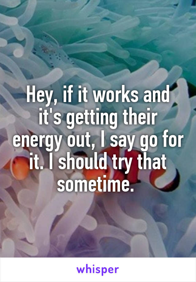 Hey, if it works and it's getting their energy out, I say go for it. I should try that sometime. 