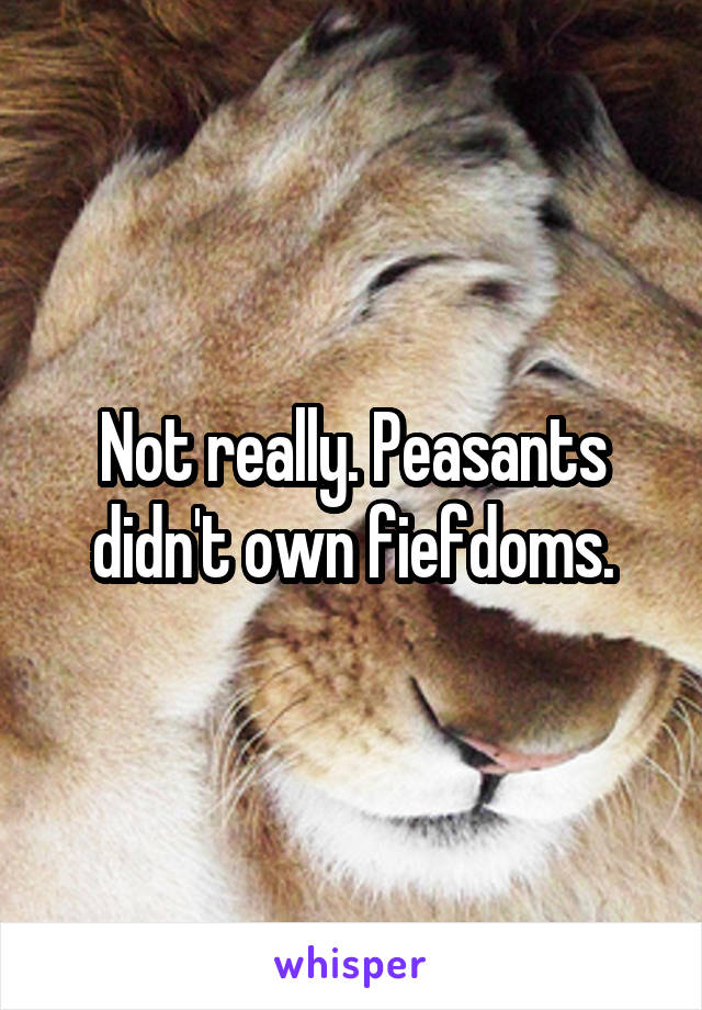 Not really. Peasants didn't own fiefdoms.