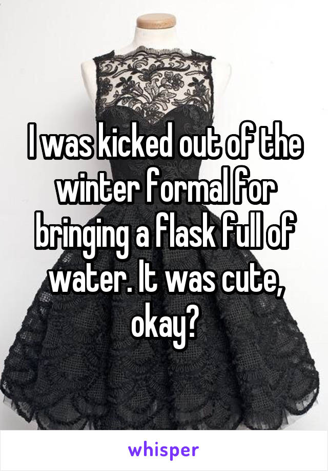 I was kicked out of the winter formal for bringing a flask full of water. It was cute, okay?