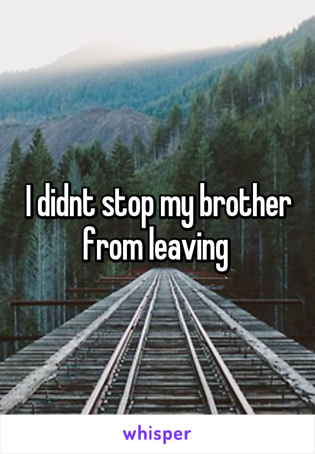 I didnt stop my brother from leaving 