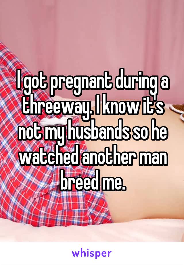 I got pregnant during a threeway. I know it's not my husbands so he watched another man breed me.